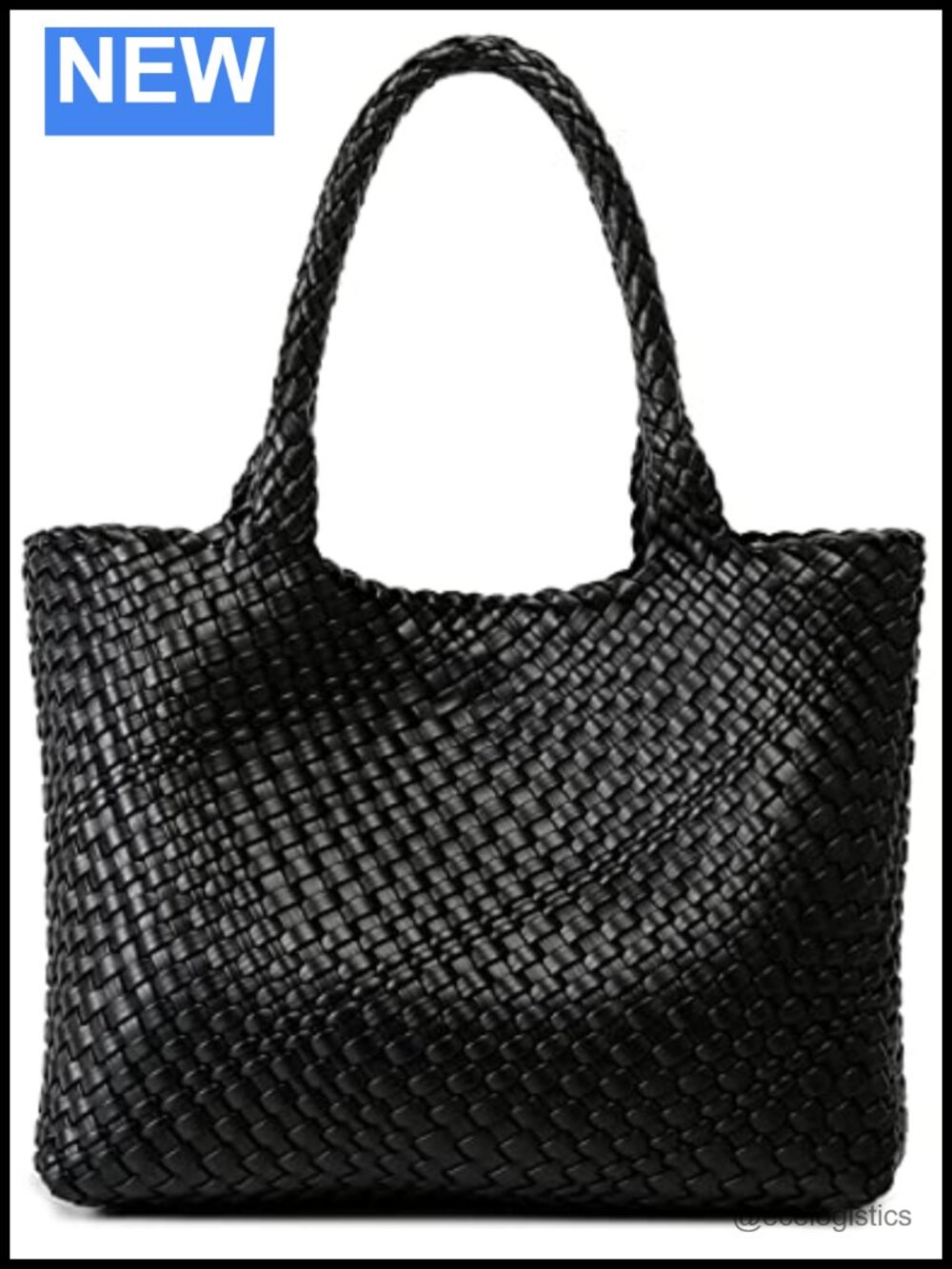 Vegan Leather Handwoven Tote Bag, Top Handle Shoulder Bag Purse Large Capacity
